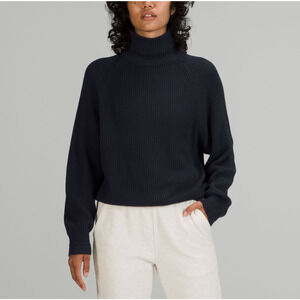 Lululemon 'Ribbed' Blue Cashmere Turtleneck Sweater Size XS
